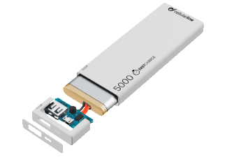 Nooit meer een lege accu met de volgende voordelige powerbank: CELLULAR-LINE Portable Charger USB Free Power Slim 5000mAh Wit